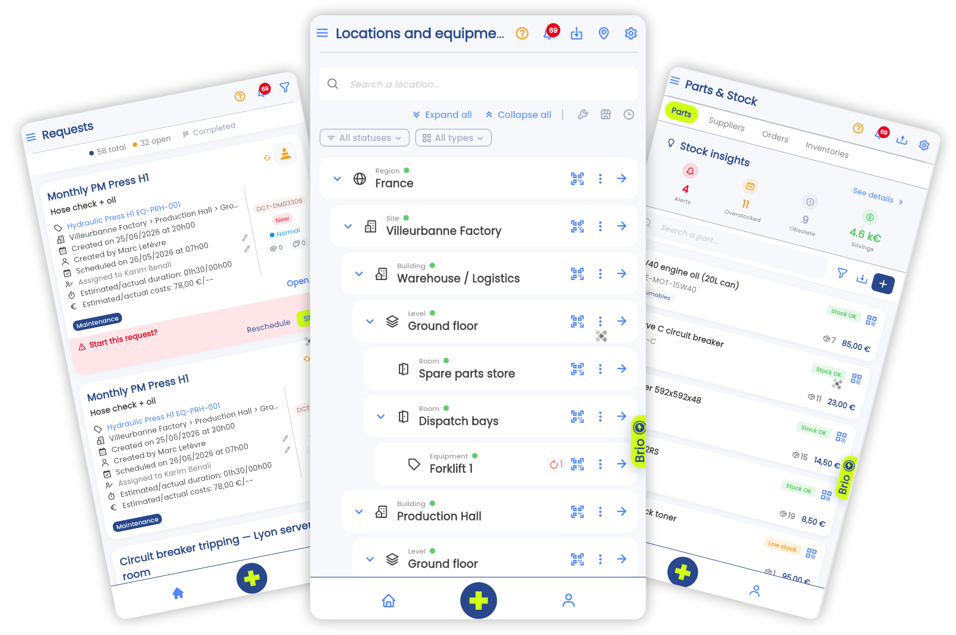 Native Brifay mobile app on iOS and Android: voice dictation, QR code scanning and field notifications