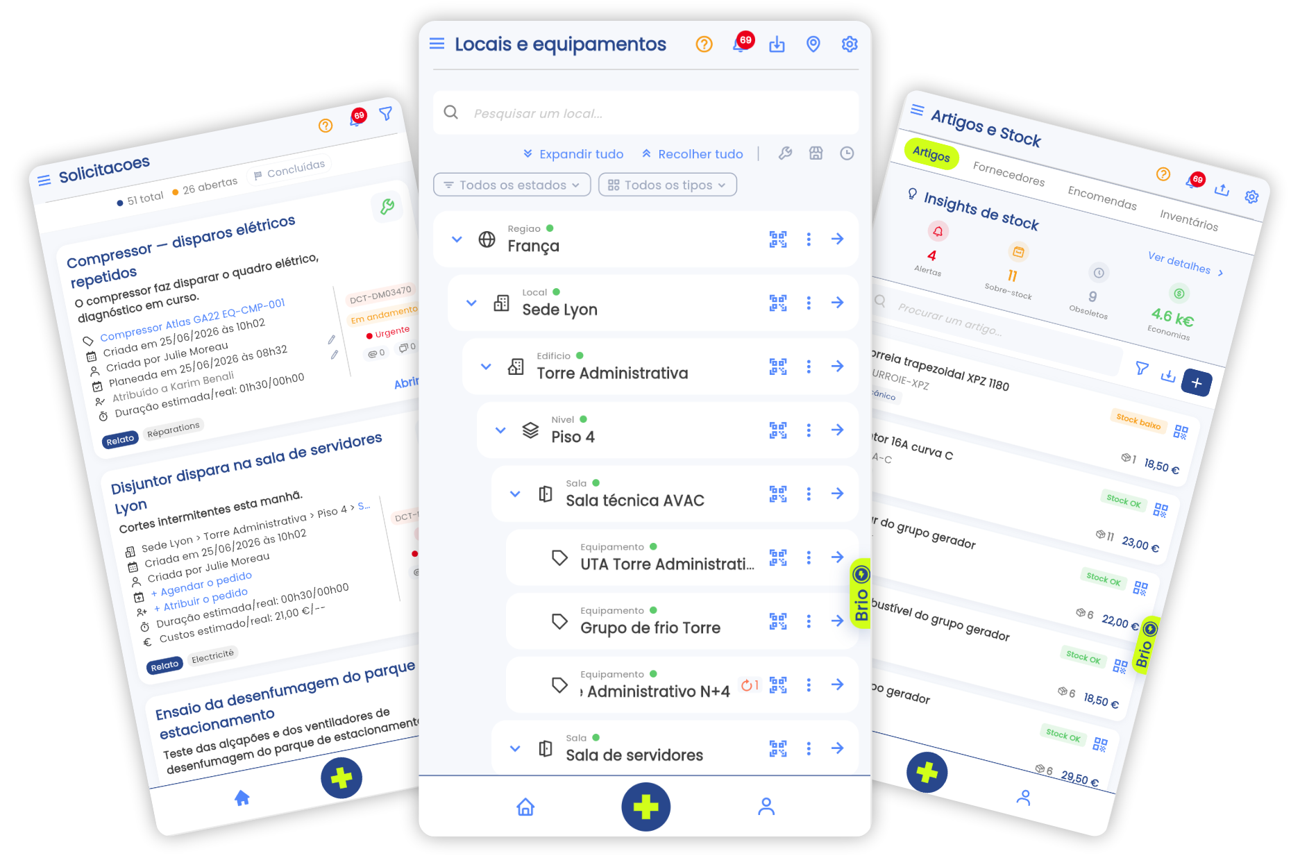 Aplicação móvel nativa Brifay em iOS e Android: ditado por voz, leitura de códigos QR e notificações de terreno